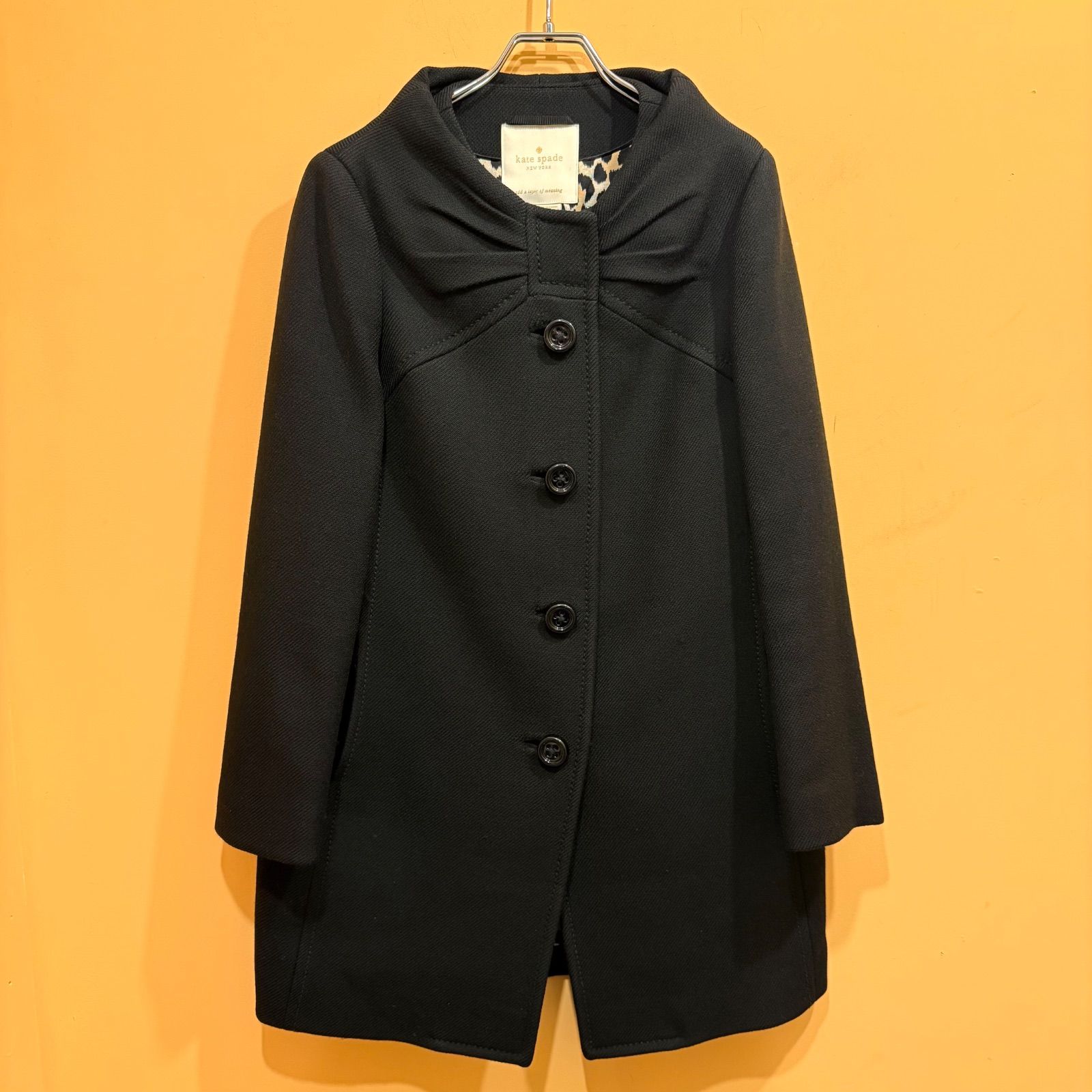 kate spade new york ノー コート デザイン ブラック 裏地レオパード ヒョウ柄 4-A み