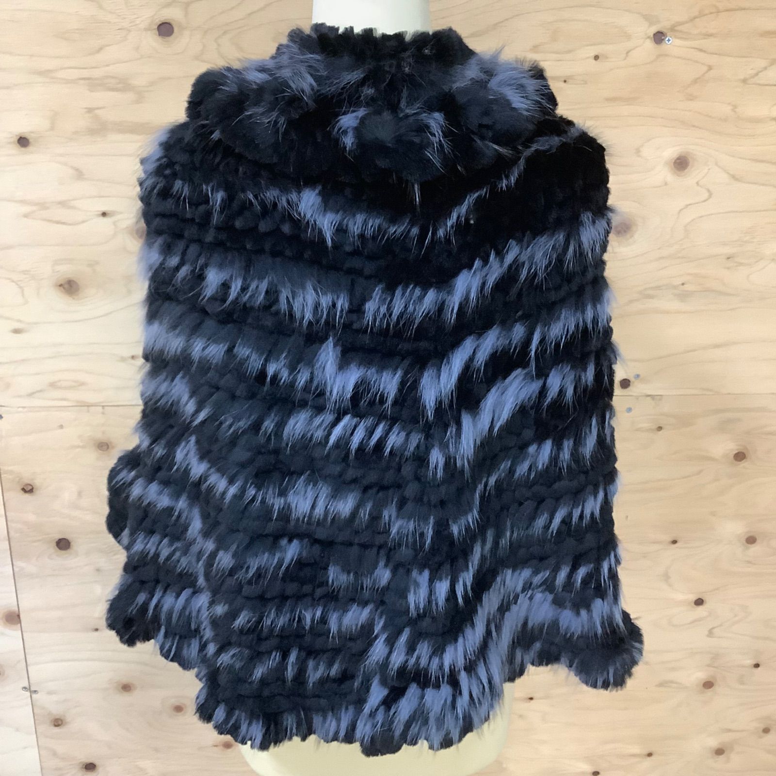  Sincerity 岸本毛皮 レッキスヤーン-FOXケープ Fサイズ ブラック D 276 ストール ショール 小物