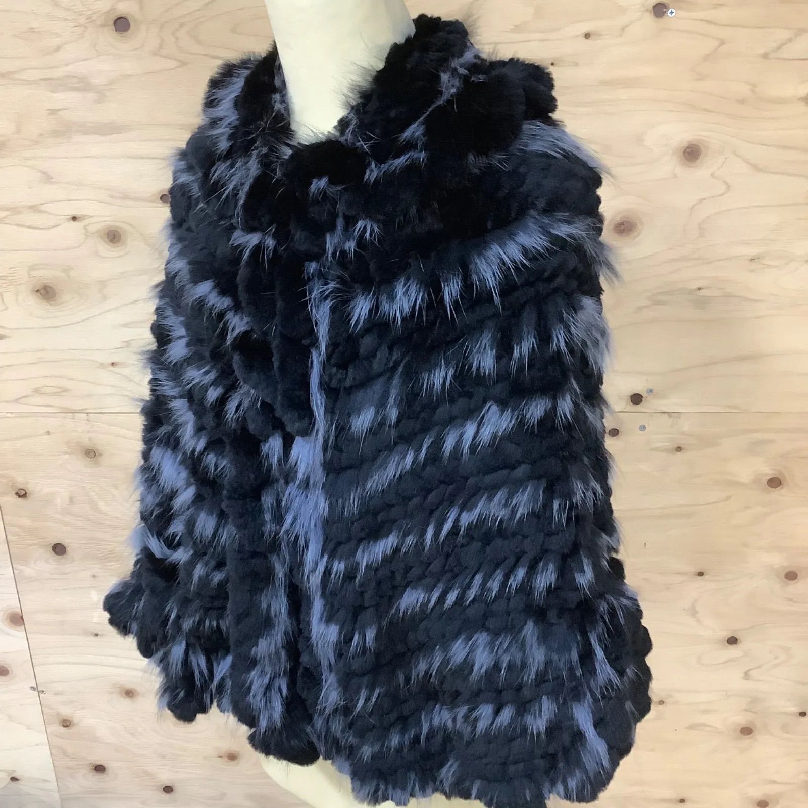 Sincerity 岸本毛皮 レッキスヤーン-FOXケープ Fサイズ ブラック D 276