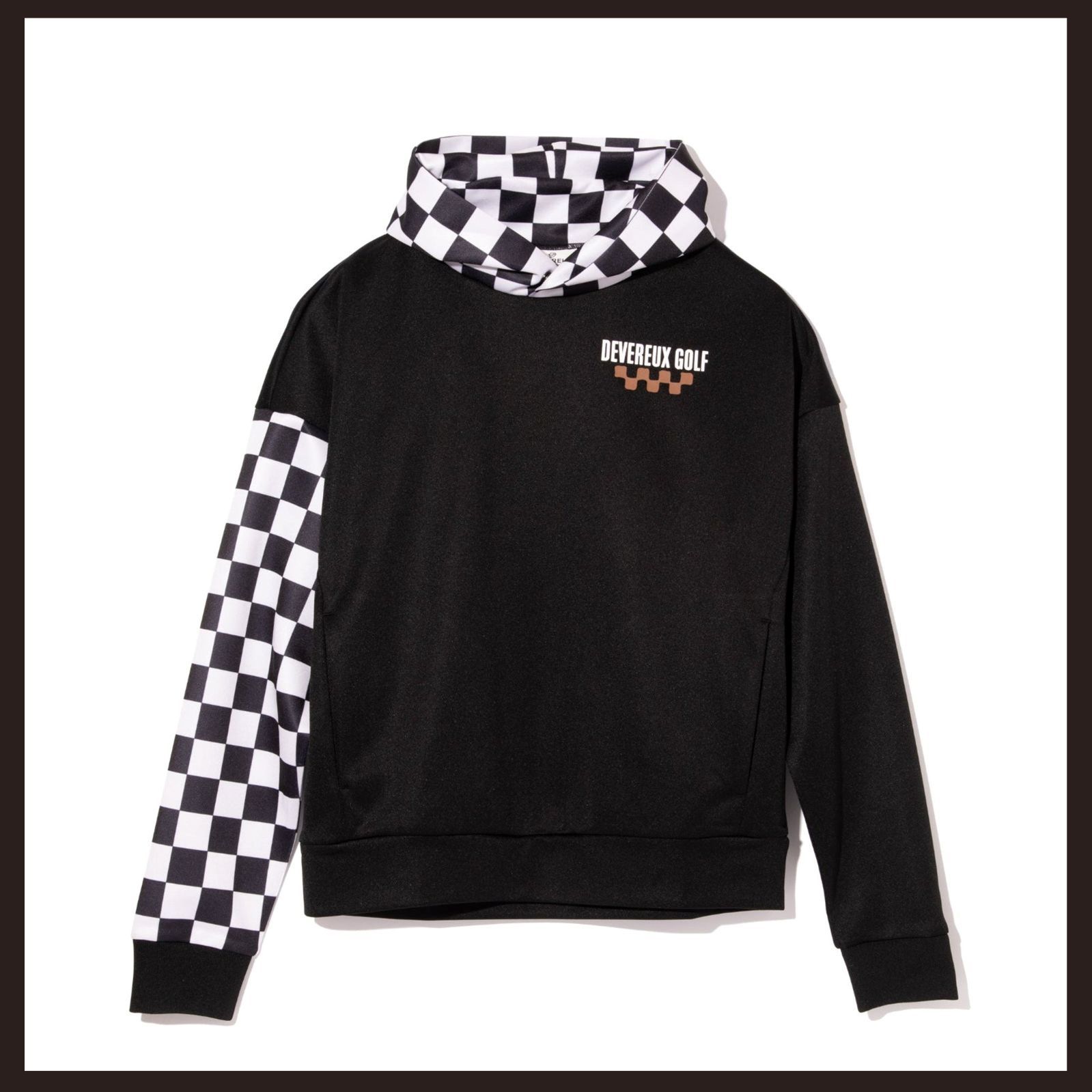 訳有 DEVEREUX GOLF デヴァローゴルフ チェッカーフーディー M ブラック