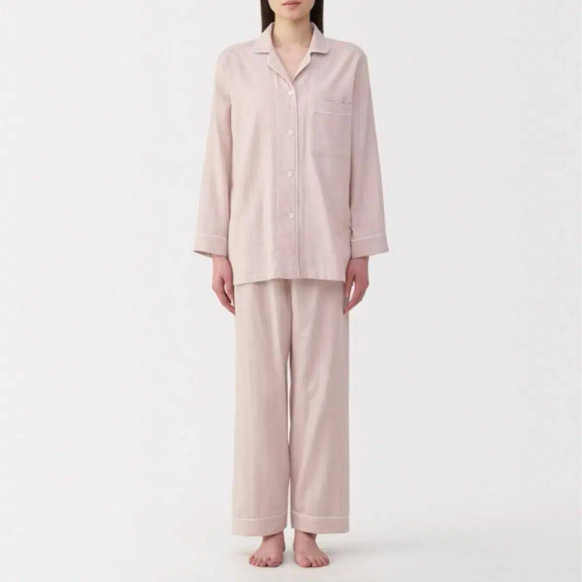 無印 シームレス ダブルガーゼ パジャマ ライト ピンク M