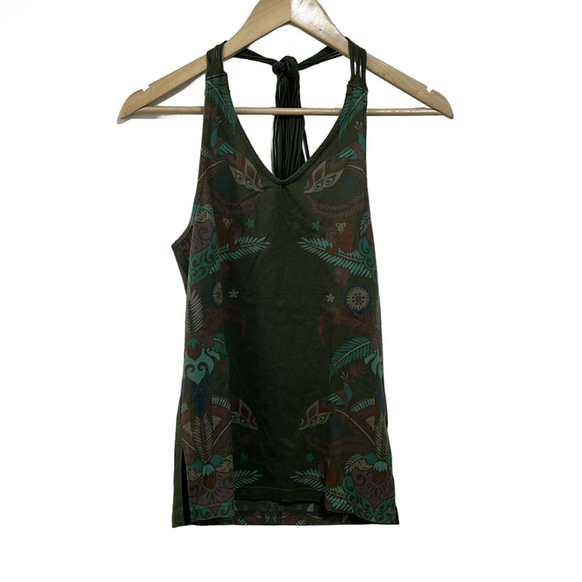 mash mania マッシュマニア ホルターネックキャミソール レディース - ダークグリーン×ライトパープル×マルチ