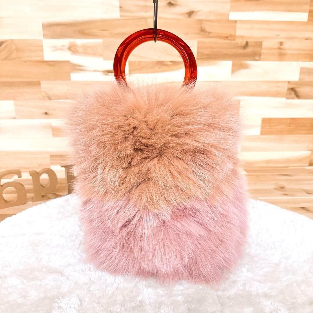 ■専用■美品 トゥモローランド 2,7万円 フォックスファーのバッグ イエロー 美品【トゥモローランド】バイカラー フォックス ファー トートバッグ