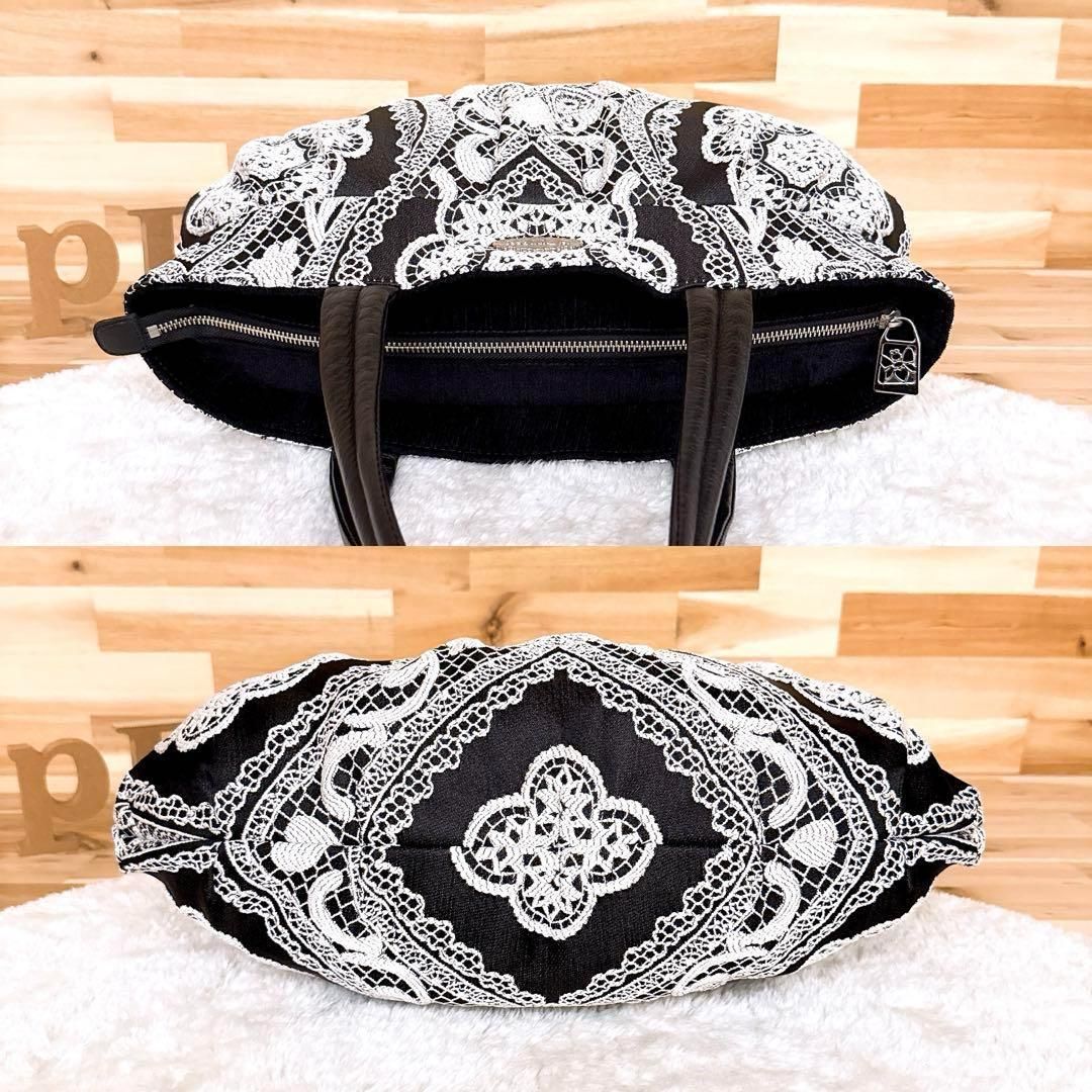 希少【シンクビー】ジャガード トルキーレース トートバッグ レース柄