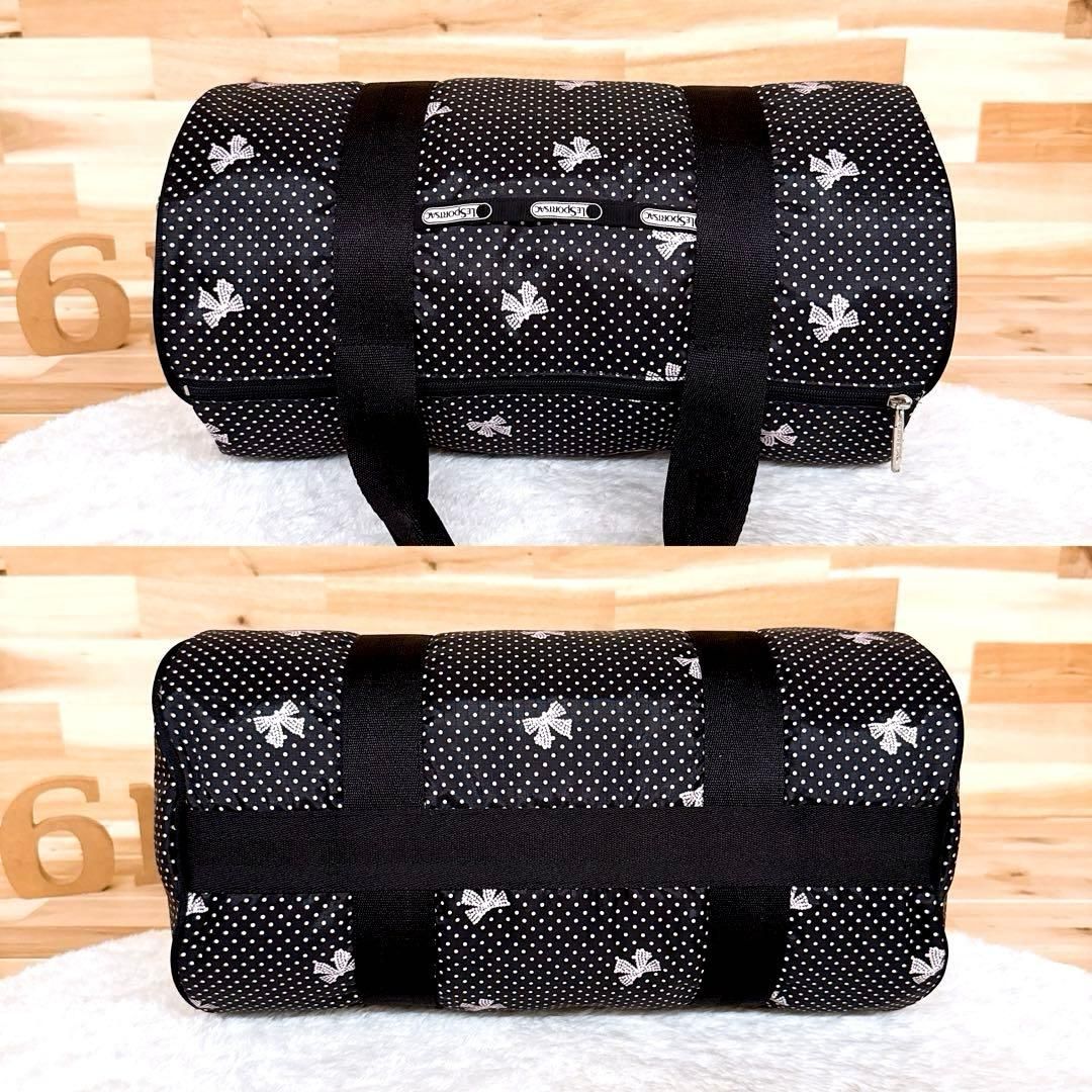 レスポートサック】ドット×リボン柄 ミニ ボストン トートバッグ 黒