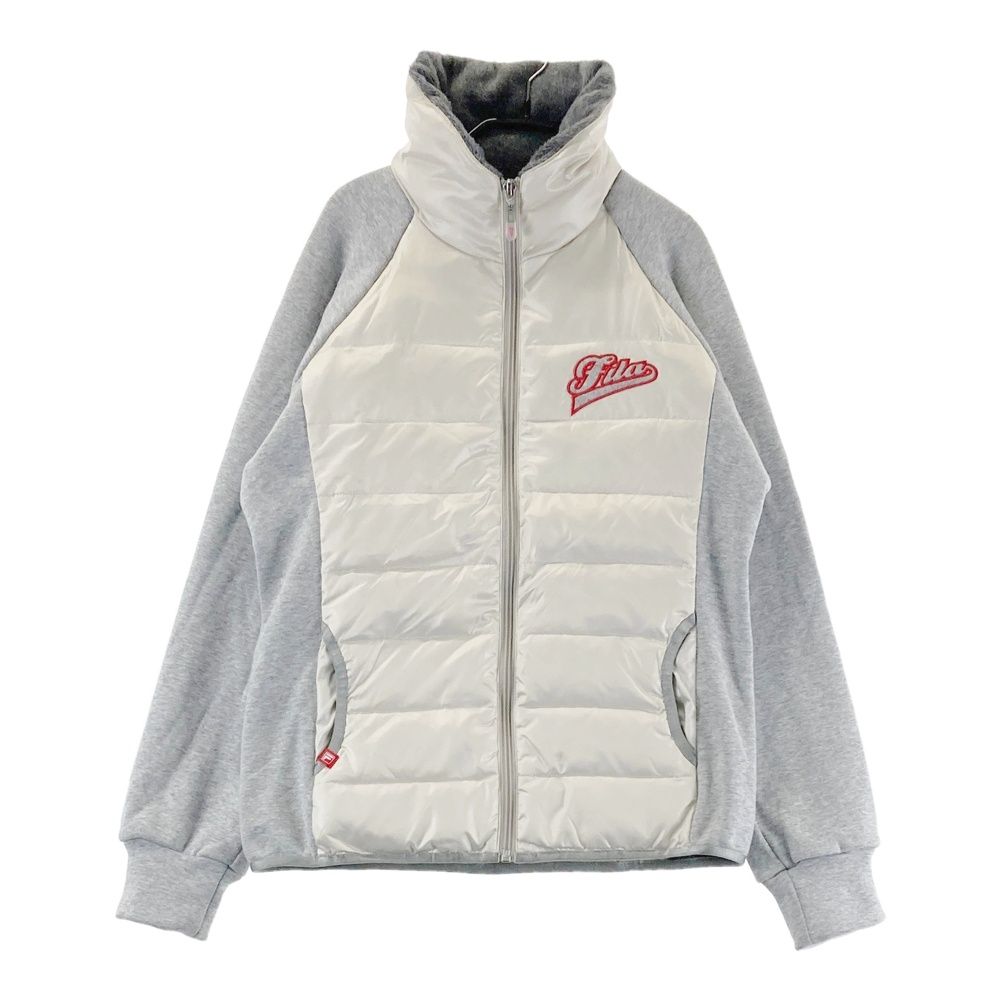 FILA フィラゴルフ 切替ダウンジャケット グレー×ホワイト レディース M サイズ：L FILA GOLF フィラゴルフ 裏起毛 切替 ダウン ジップ