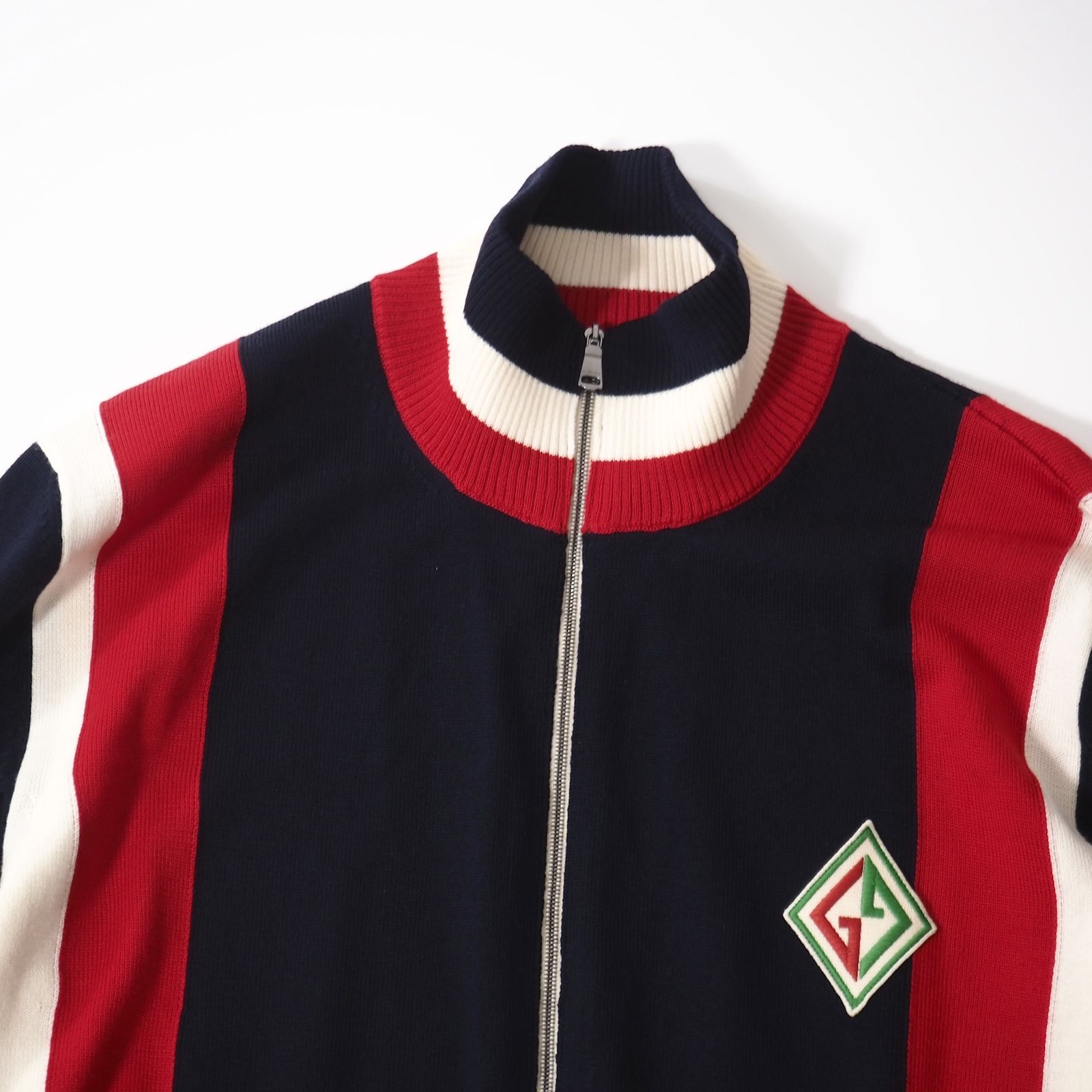 グッチ GUCCI GGワッペン ウール ニット ボンバー ジャケット L ネイビー メンズ 5-ZJ023