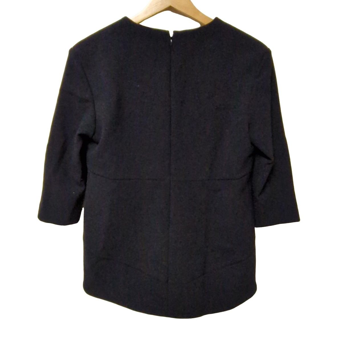 YOKO CHAN ヨーコ チャン 七分袖カットソー サイズ40 M レディース - 黒 Vネック パール