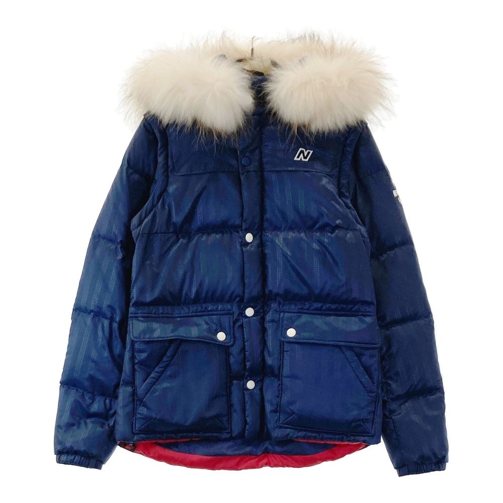 サイズ 0 NEW BALANCE GOLF ニューバランス 4WAY ファー付き中綿ジャケット ストライプ柄 ネイビー系 240101554462 ゴルフウェア レディース ストスト