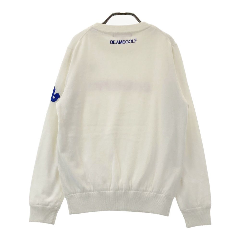 サイズ M BEAMS GOLF ビームスゴルフ 裏地付き 長袖ニットセーター ホワイト系 ゴルフウェア レディース ストスト