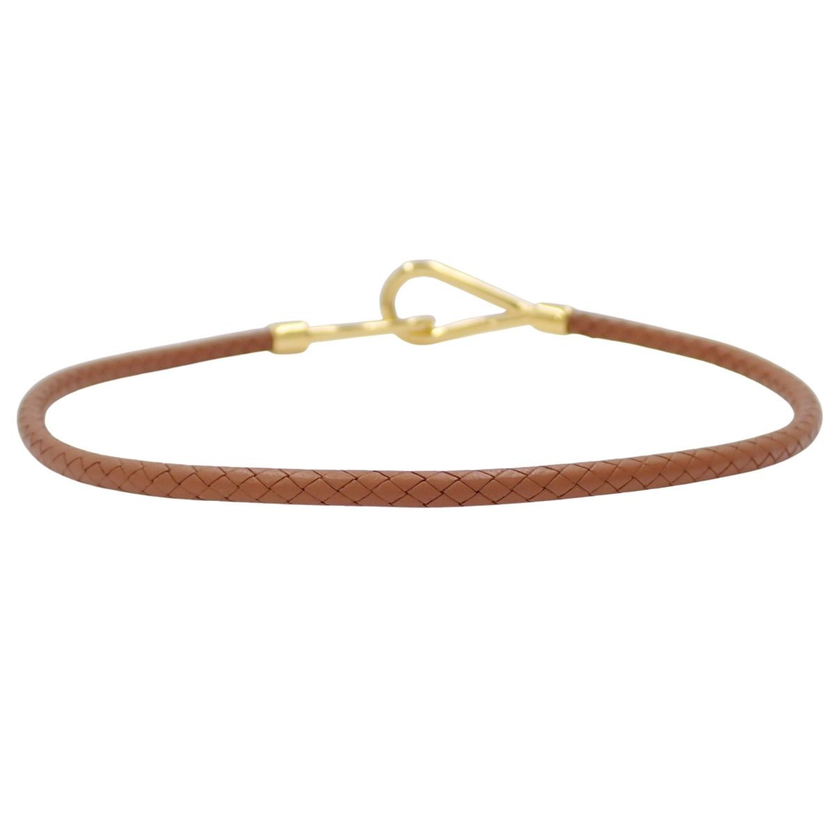 HERMES エルメス ジャンボチョーカー レザー メタル GP ネックレス ジュエリー ブレスレット ブラウン茶 ゴールド金 レディース アラモード