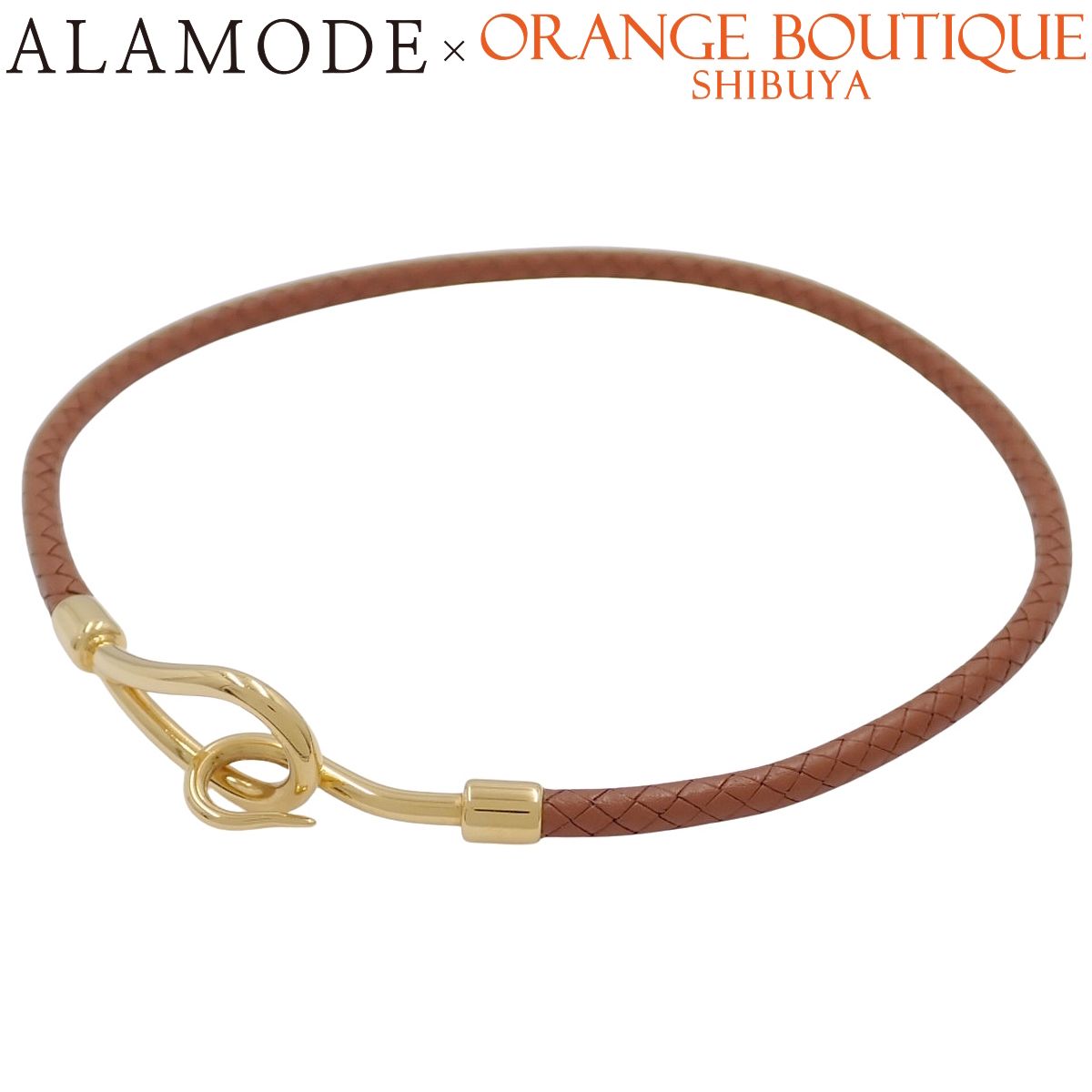 HERMES エルメス ジャンボチョーカー レザー メタル GP ネックレス ジュエリー ブレスレット ブラウン茶 ゴールド金 レディース 40802163898 アラモード