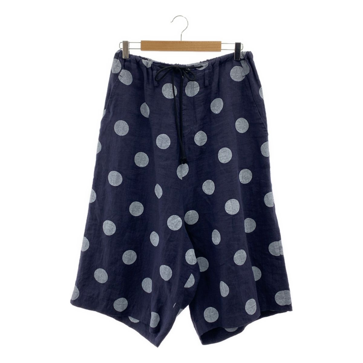 Y s ワイズヨウジヤマモト 2010SS ドット ドローストリング サルエル ワイド イージー パンツ 総裏地 2 ネイビー ホワイト レディース