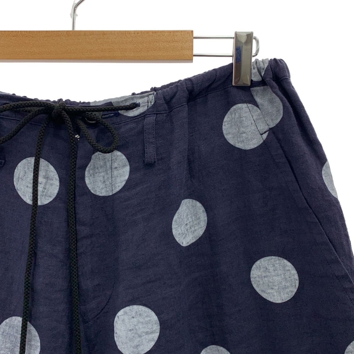 Y s ワイズヨウジヤマモト 2010SS ドット ドローストリング サルエル ワイド イージー パンツ 総裏地 2 ネイビー ホワイト レディース