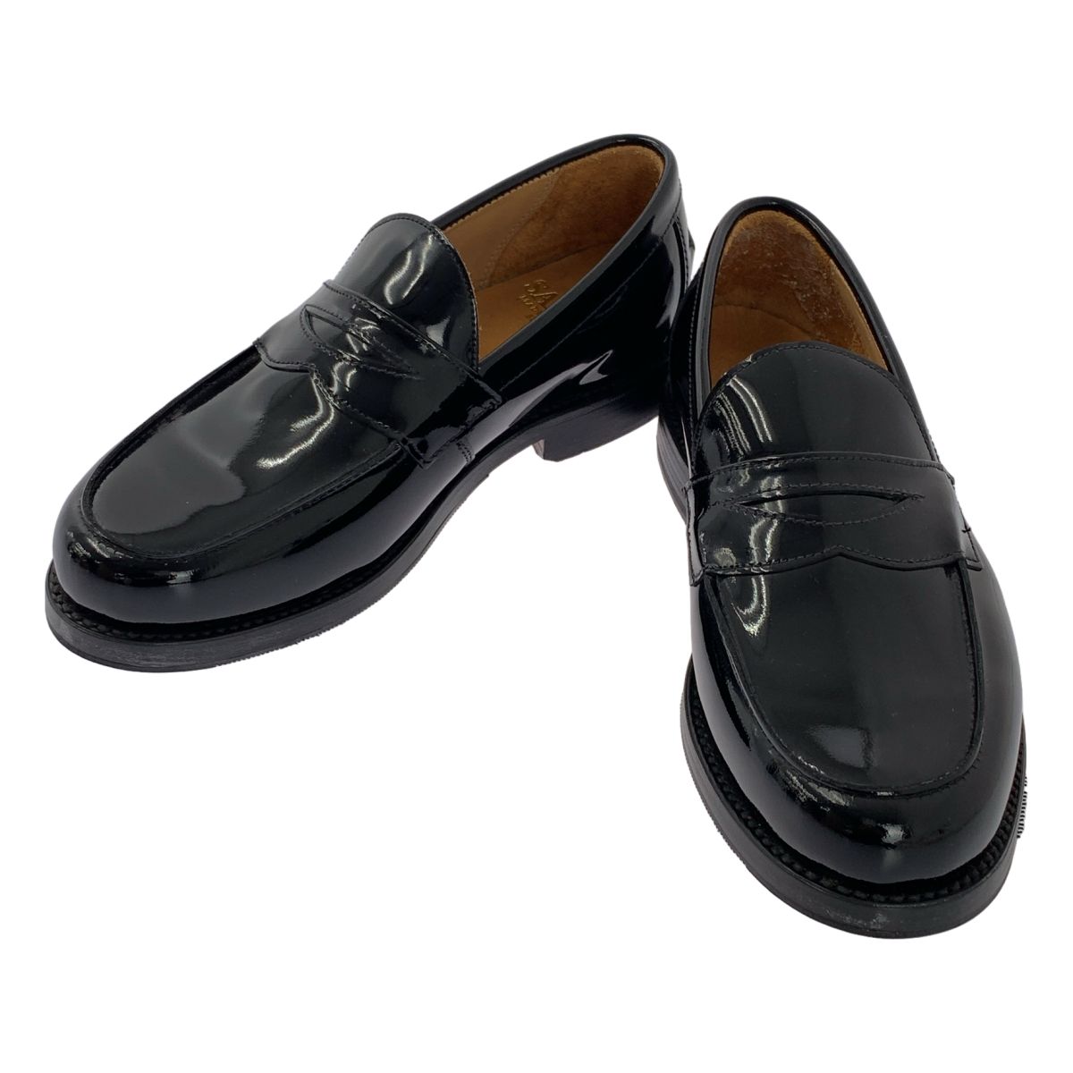 SANDERS サンダース パテントレザー コイン ローファー GB 4 ブラック レディース