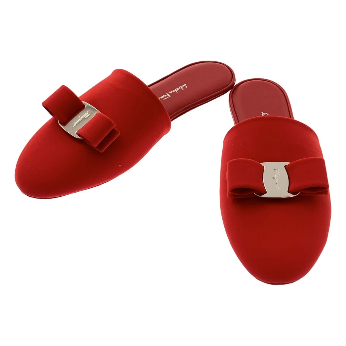 Salvatore Ferragamo サルヴァトーレフェラガモ Vern Dream ロゴ リボン ミュール サンダル 35 レッド レディース