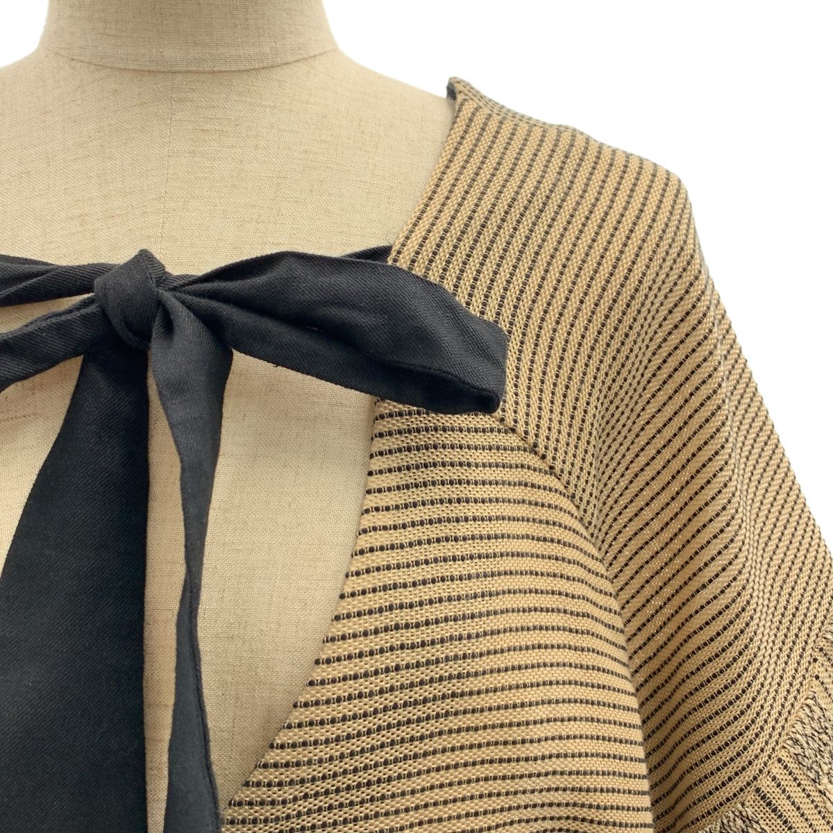 Mame Kurogouchi マメクロゴウチ ジャガード ニット ブラウス バックジップ スリット スカート 裏地付き 1 ベージュ ブラック レディース