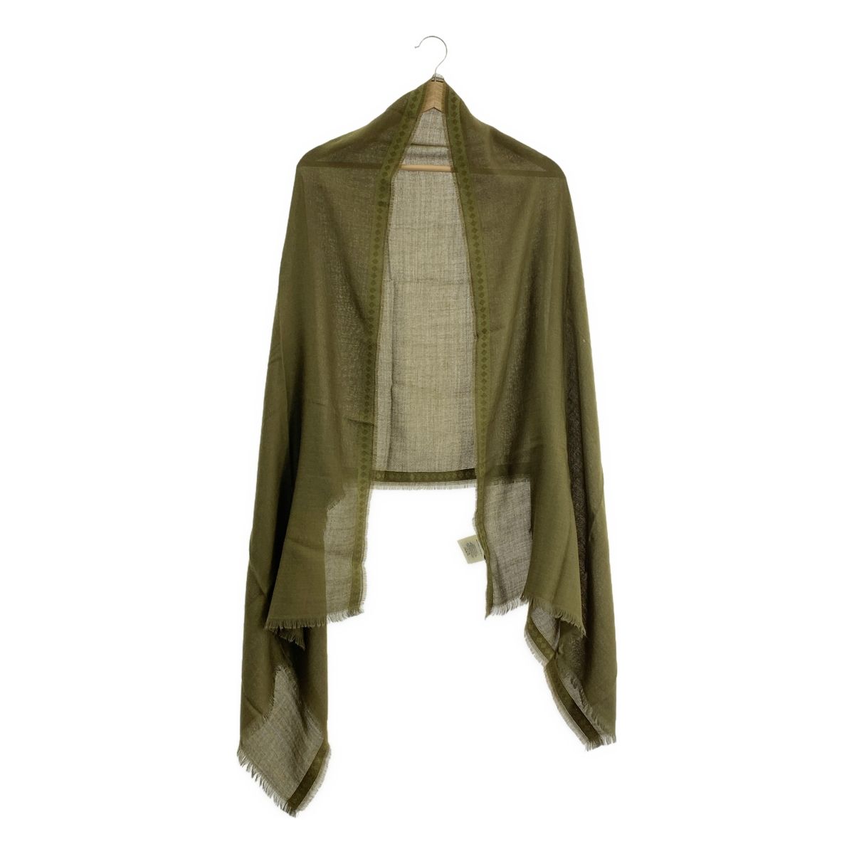 BOTTEGA VENETA ボッテガヴェネタ ウール カシミヤ フリンジ ストール カーキ