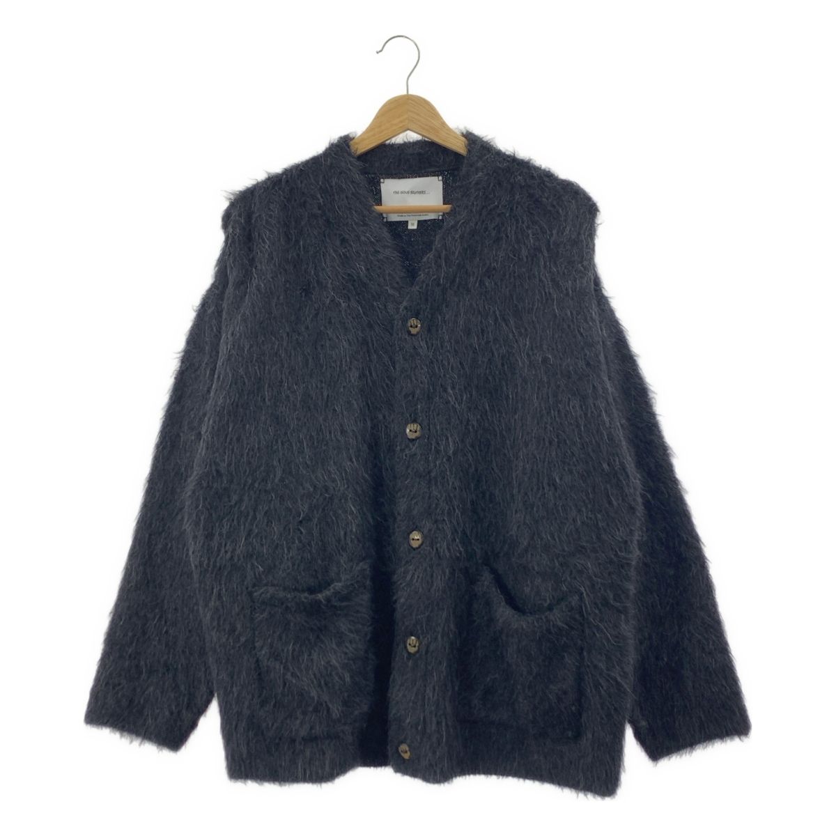 THE INOUE BROTHERS ザイノウエブラザーズ KNIT7 SURI COTTON CARDIGAN コットン スリ アルパカ シャギー ニットカーディガン M ブラック メンズ