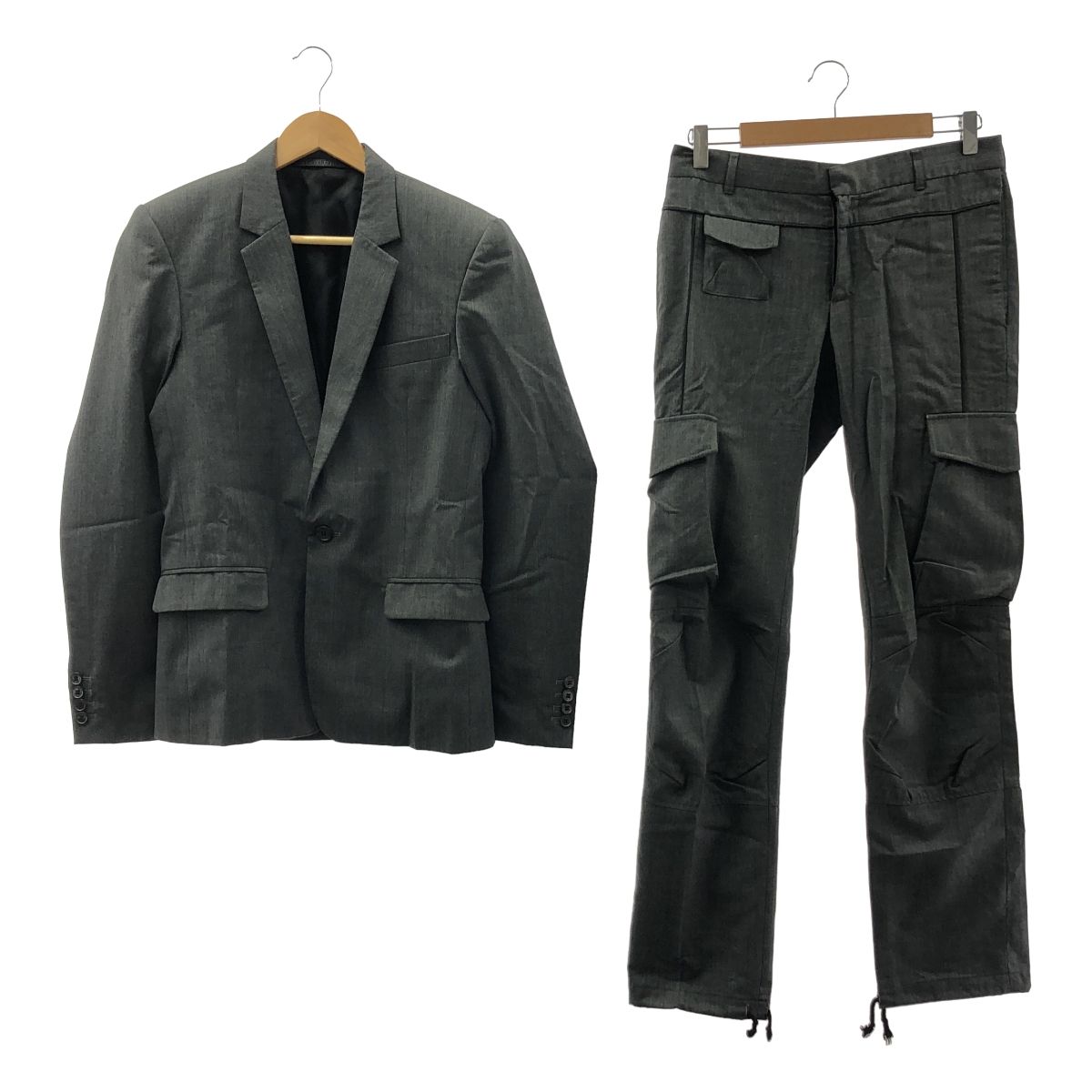 KRIS VAN ASSCHE クリスヴァンアッシュ セットアップ 1B テーラードジャケット カーゴスラックス パンツ 44 グレー メンズ