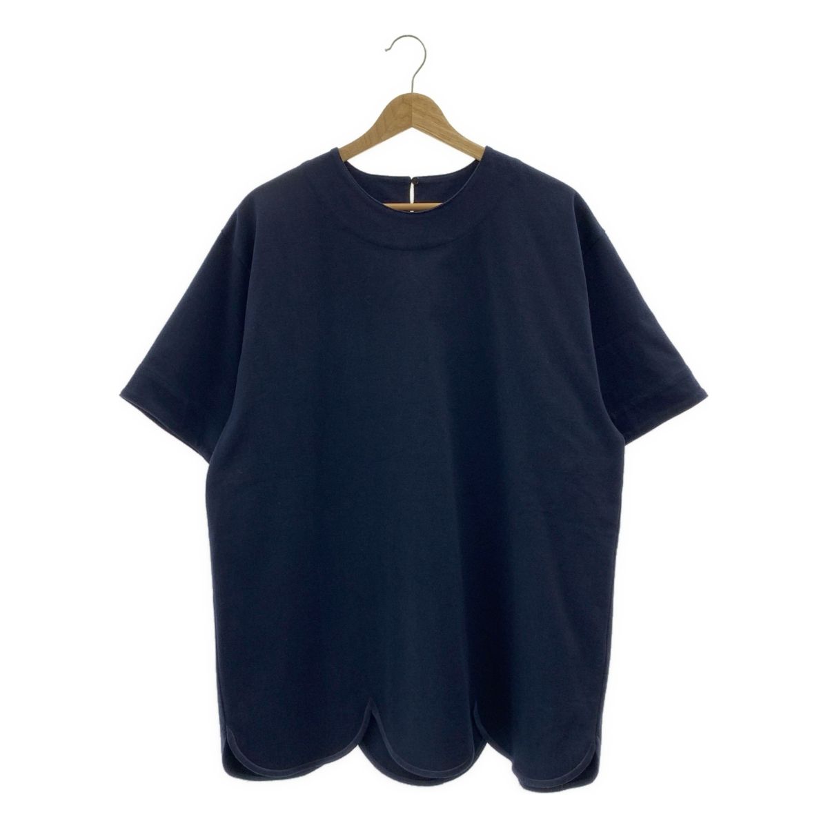 JIL SANDER ジルサンダー 2025AW スカラップヘム オーバーサイズTシャツ L ネイビー レディース