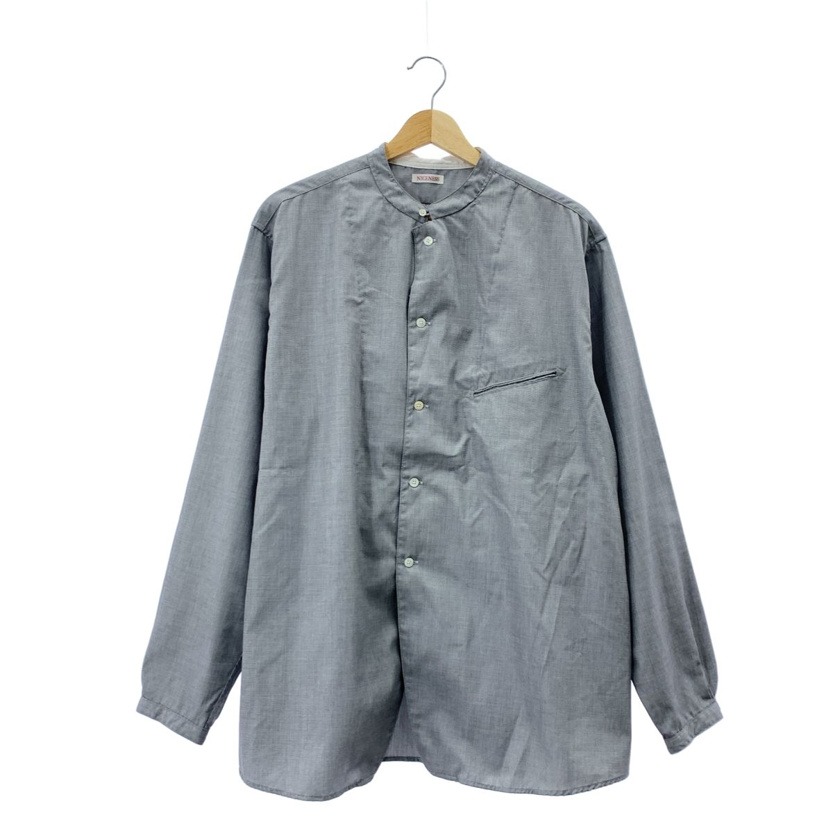 NICENESS ナイスネス 2025AW C.CHAD End-on-End Chambray Shirt Jacket コットン バンド シャツ M グレー メンズ