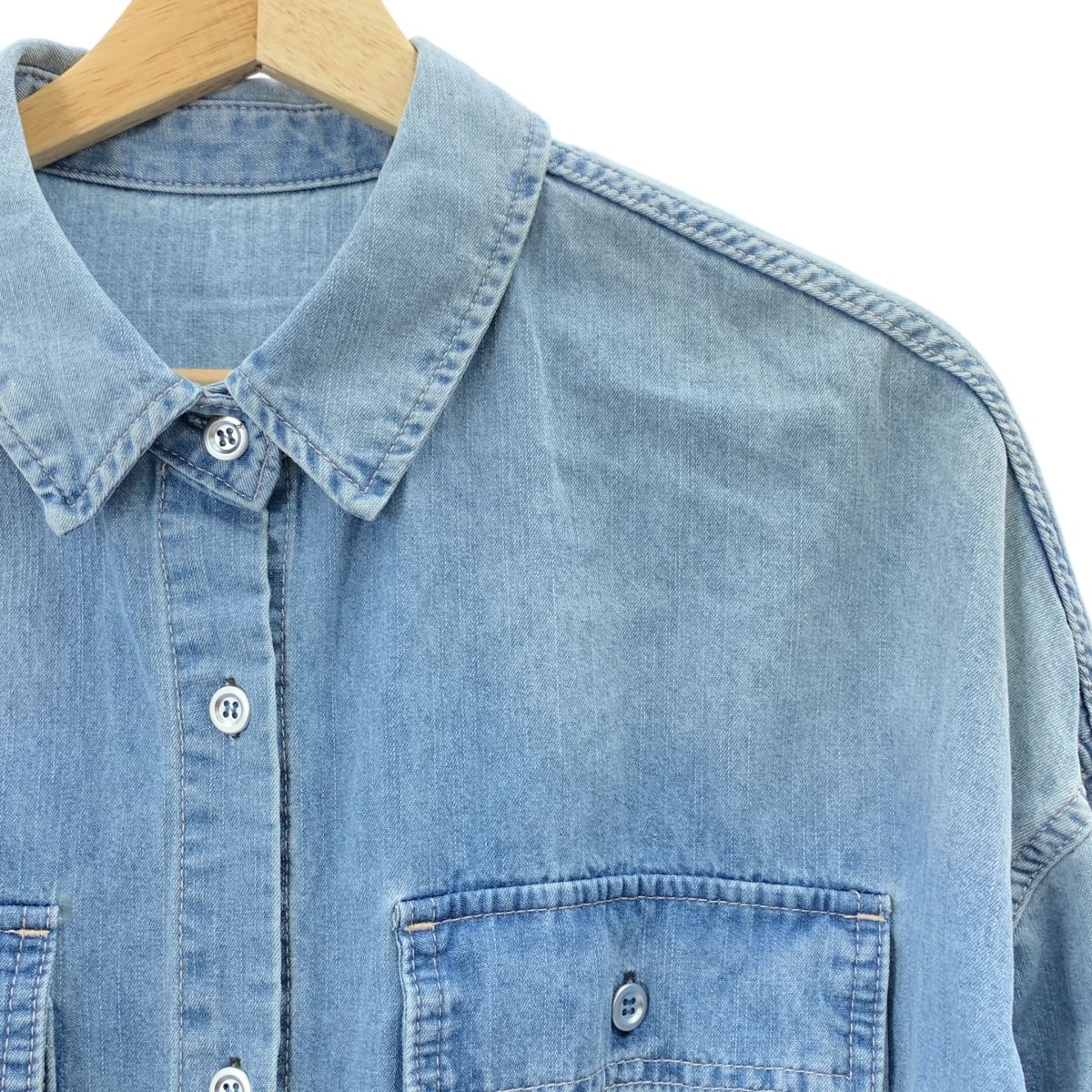 Loungedress / ラウンジドレス | ダメージ デニムシャツ | F