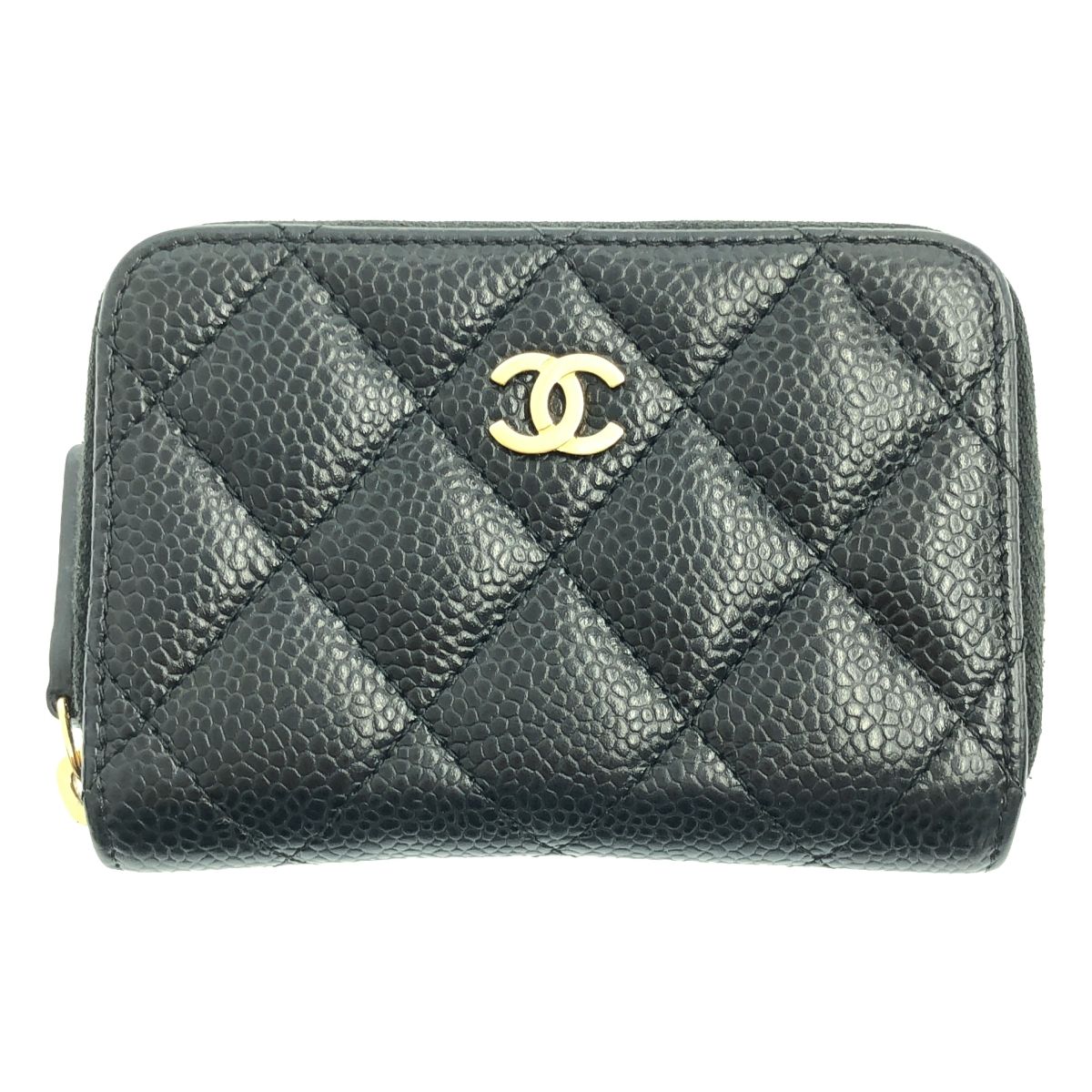 CHANEL シャネル キャビアスキン コイン カード ケース ブラック レディース