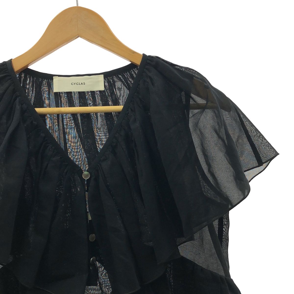 CYCLAS / シクラス | コットン シアー フリル ブラウス | F | ブラック