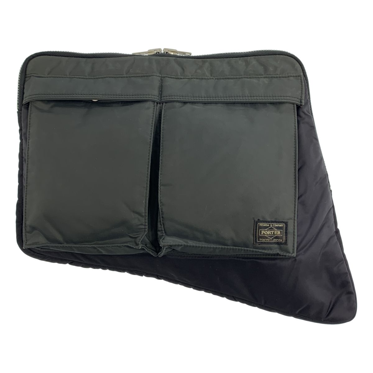 PORTER ポーター × ANREALAGE アンリアレイジ ナイロン クラッチバッグ チャコールグレー ブラック メンズ