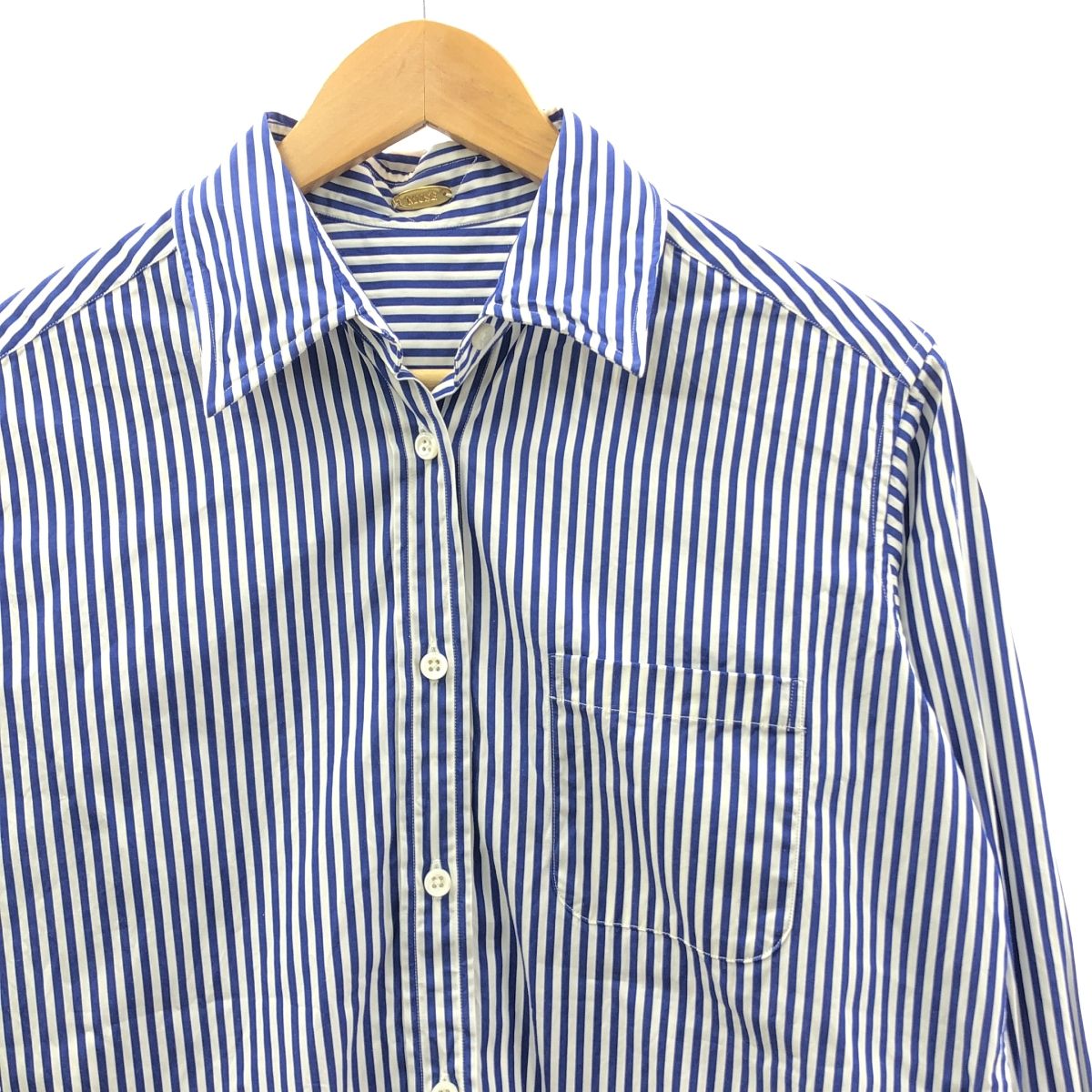 MUSE de Deuxieme Classe ミューズドゥーズィーエムクラス 2025SS コットン ストライプシャツ F ブルー ホワイト レディース