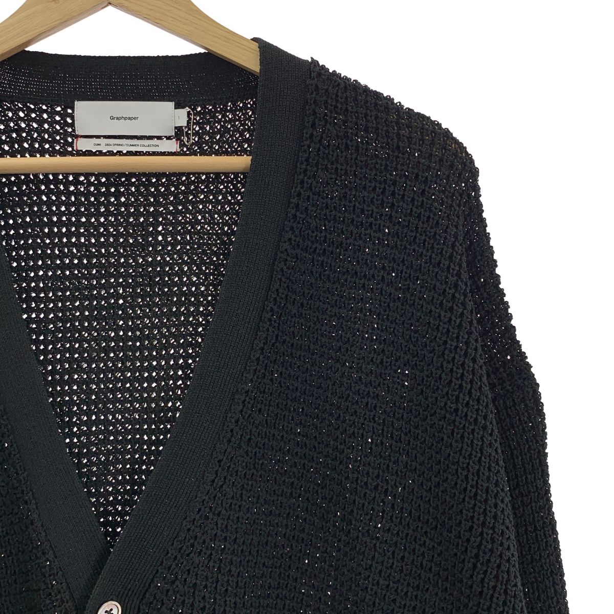 Graphpaper グラフペーパー 2025SS Linen SOLOTEX Knit Cardigan リネン ニットカーディガン 1 ブラック レディース