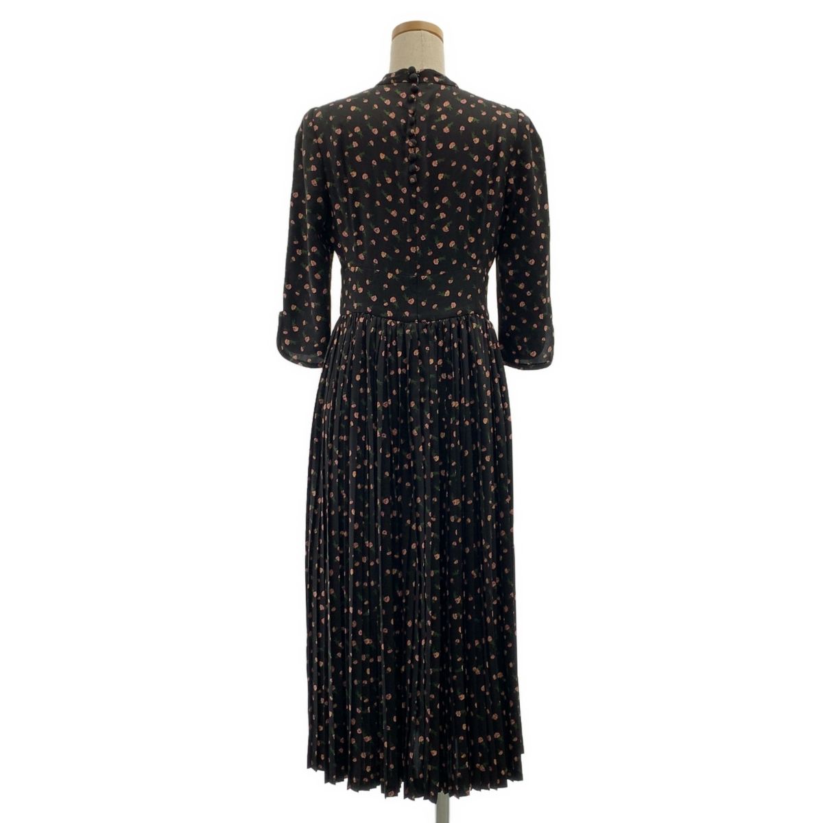  Mame Kurogouchi マメクロゴウチ Floral Printed Cotton Dress 総柄 プリーツ ボリューム ドレス ワンピース 1 ブラック レディース その他 ワンピース