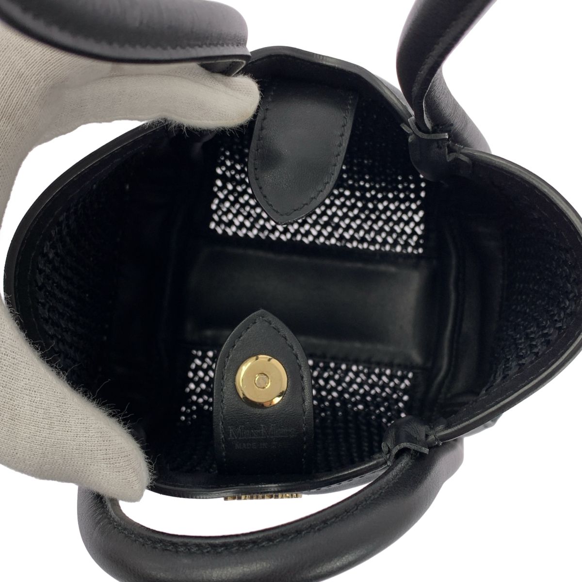  Max Mara マックスマーラ レザー 編み込み ハンドバッグ ブラック レディース その他 バッグ