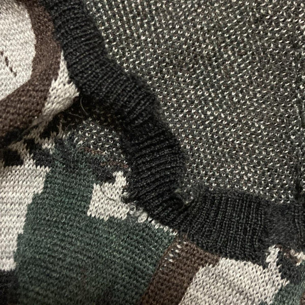  MARK-LONA マークアンドロナ ベスト サイズL レディース 黒×ダークブラウン×マルチ ニット スカル ベスト ジレ ベスト ジレ ビスチェ