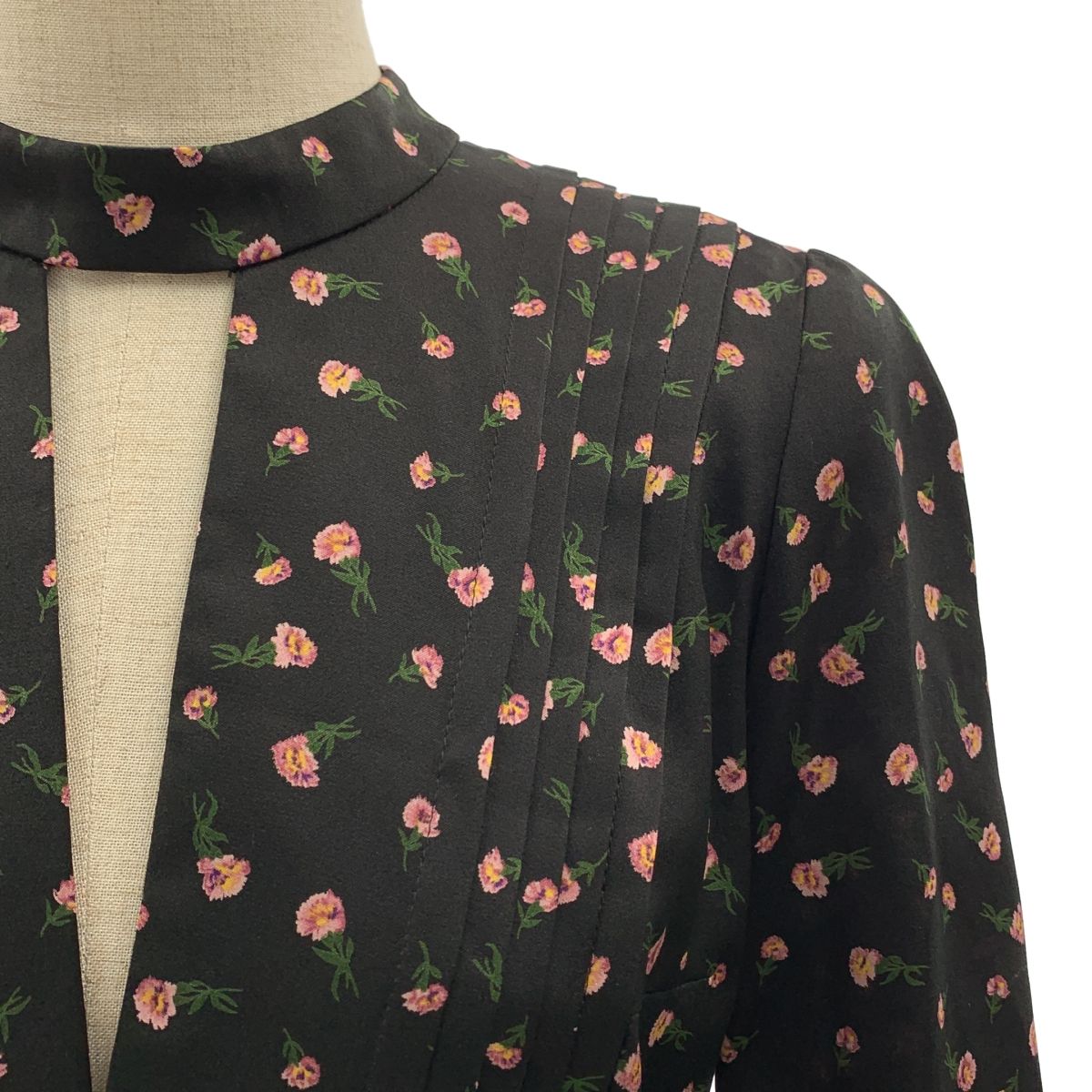 Mame Kurogouchi マメクロゴウチ Floral Printed Cotton Dress 総柄 プリーツ ボリューム ドレス ワンピース 1 ブラック レディース