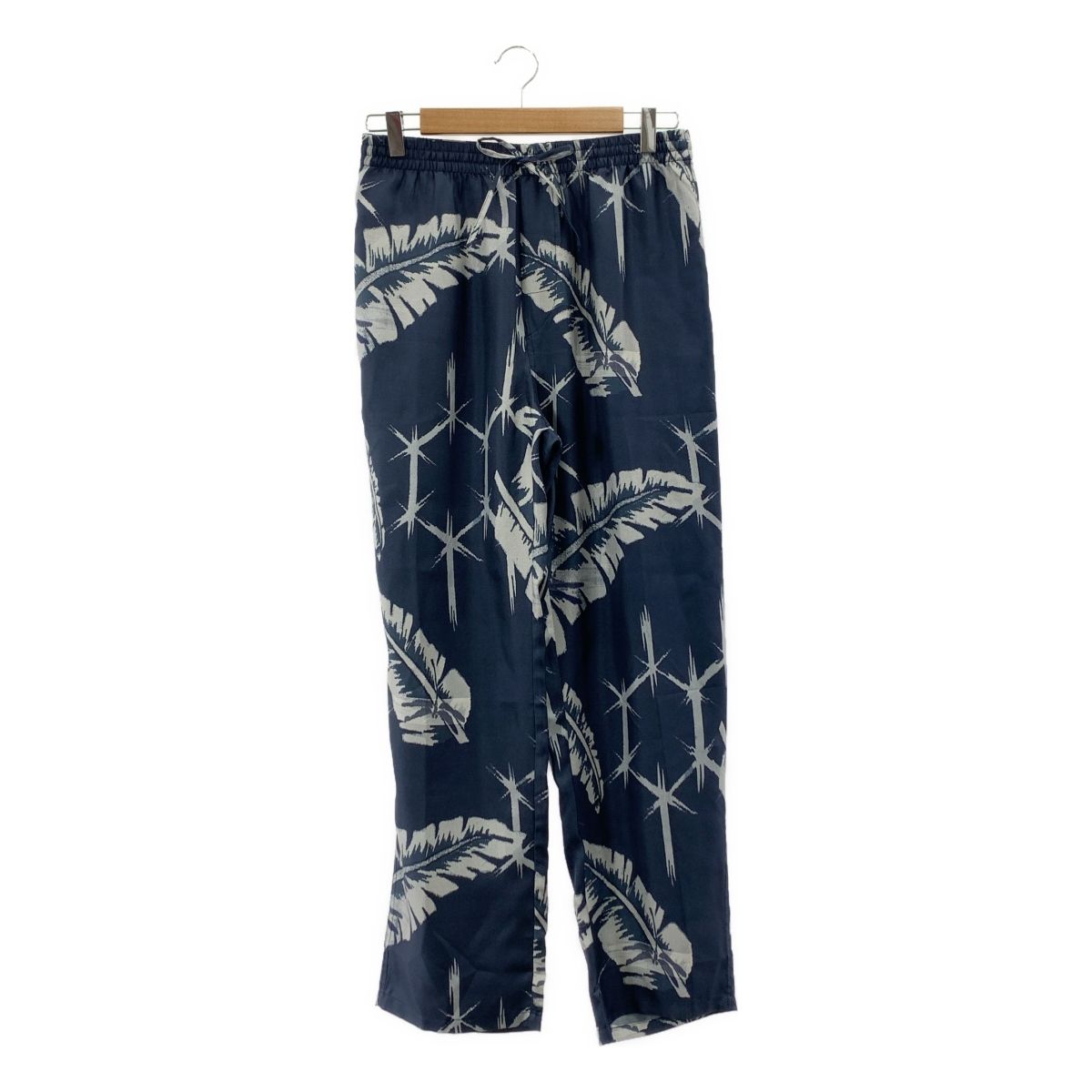 BANANATIME バナナタイム 2025SS L Appartement取り扱い EASY PANTS シルク 総柄 イージーパンツ S ネイビー レディース