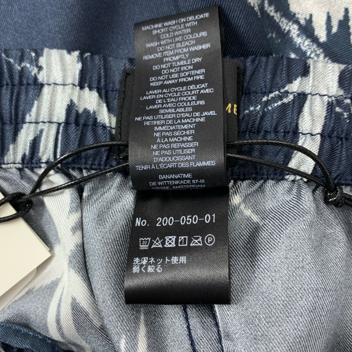  バナナタイム 2025 SS L Appartement取り扱い EASY PANTS シルク 総柄 イージーパンツ S ネイビー レディース その他 パンツ