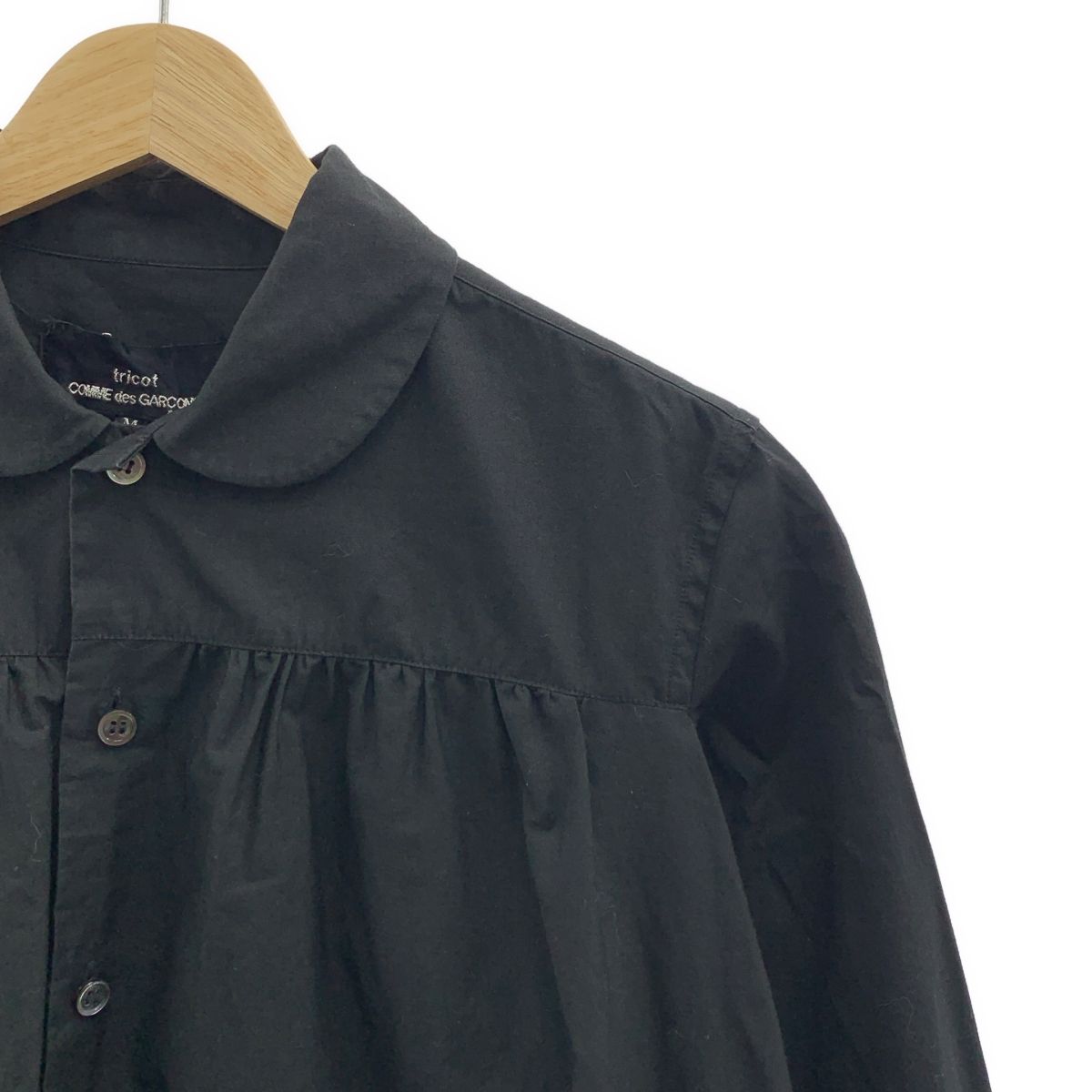 tricot COMME des GARCONS トリココムデギャルソン ラウンド ギャザー シャツ ブラウス M ブラック レディース