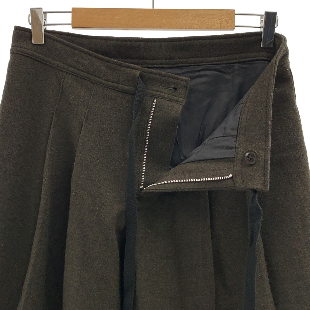  Y s ワイズヨウジヤマモト 2017 AW ウール 2タック ワイドパンツ 1 カーキ レディース その他 パンツ