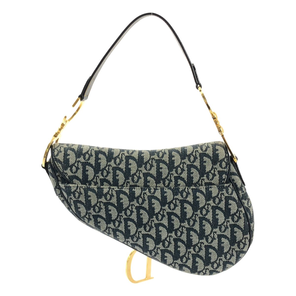 Christian Dior クリスチャンディオール Saddle オブリーク ジャガード ミニ サドルバッグ ネイビー レディース