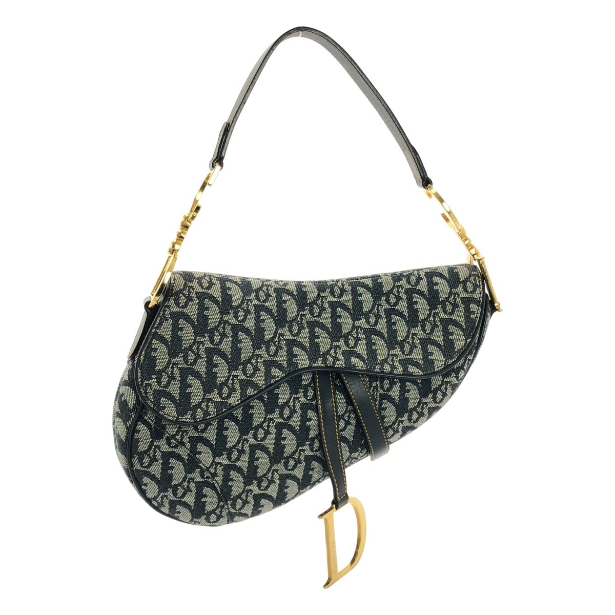 Christian Dior クリスチャンディオール Saddle オブリーク ジャガード ミニ サドルバッグ ネイビー レディース