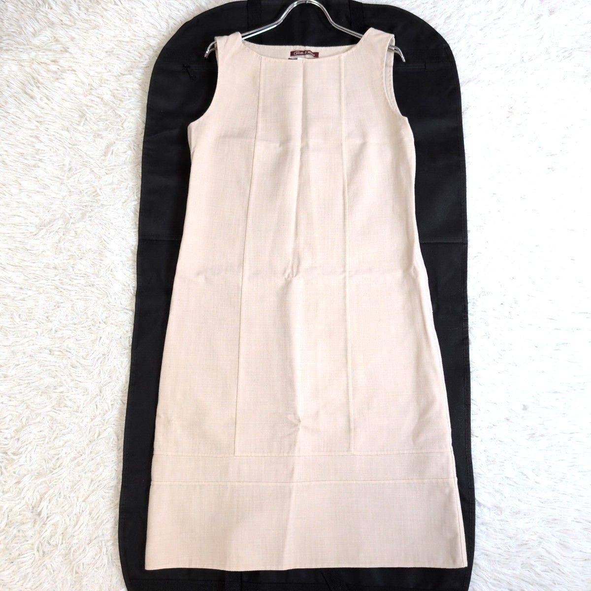 マックスマーラ ストゥーディオ MaxMara STUDIO クチートアマーノ Cucito a mano ノースリーブワンピース 40 ベージュ 膝丈 L相当