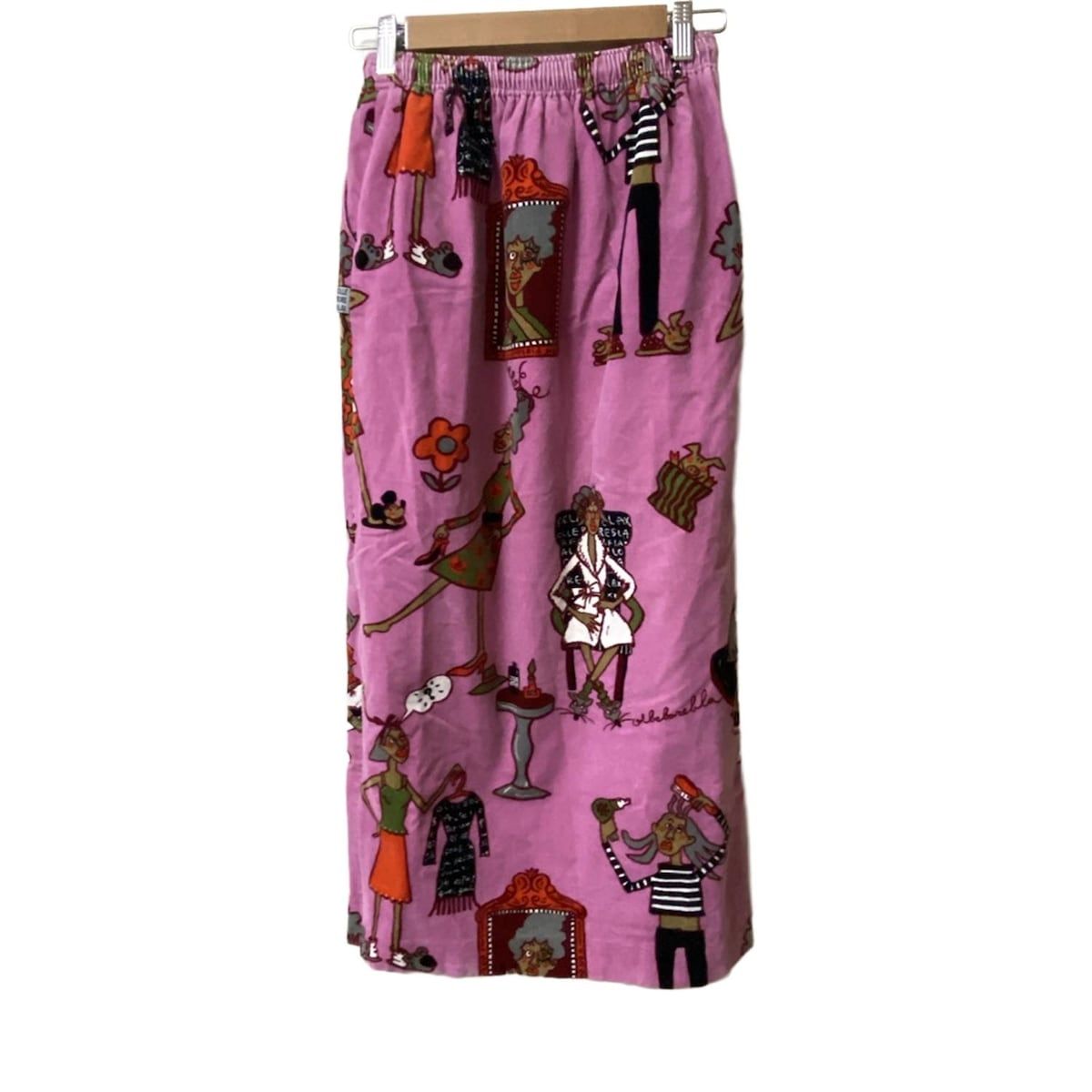 アルベロベロ オレボレブラ ロングスカート レディース - ライトパープル×黒×マルチ マキシ丈 ニット ウエストゴム