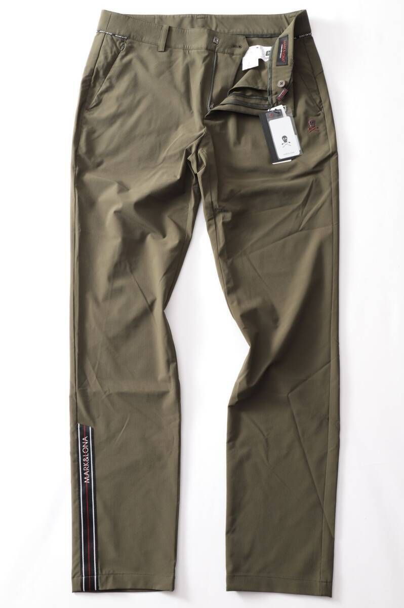 韓国 MARK-LONAマーク＆ロナ M TNMT LOGO SLIT PANTS アイアンスカルパンツL 48 MTM-3 A-AT 73 カーキ茶緑