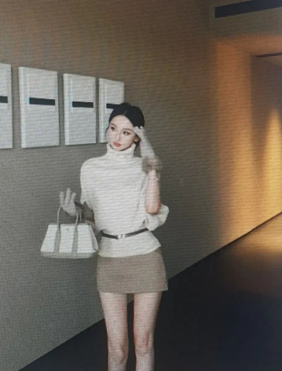 海外配送 アイボリー タートルネック ニット ブラウン ハーフパンツスカート ベルト セット