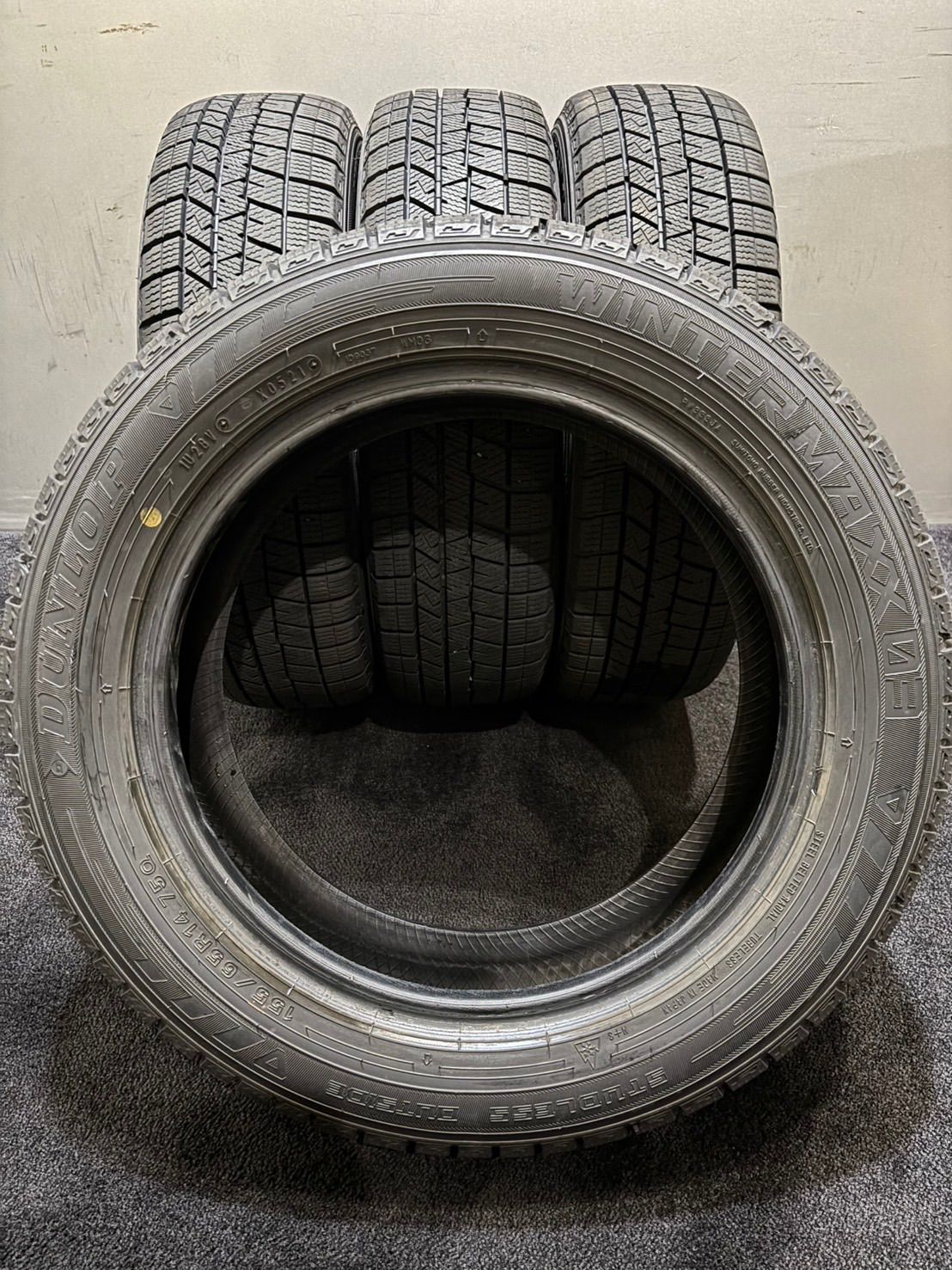  155 65 R 14 DUNLOP WINTER MAXX 03 21年製 スタッドレス 4本 ダンロップ ウィンターマックス N BOX スペーシア タント 3 K 622 14インチ スタッドレス