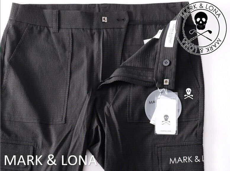 韓国 MARK-LONA マーク＆ロナ アイアンスカルロゴカーゴポケットパンツL48 MLM-3B-AT72 ブラック黒 本物保証 未発売