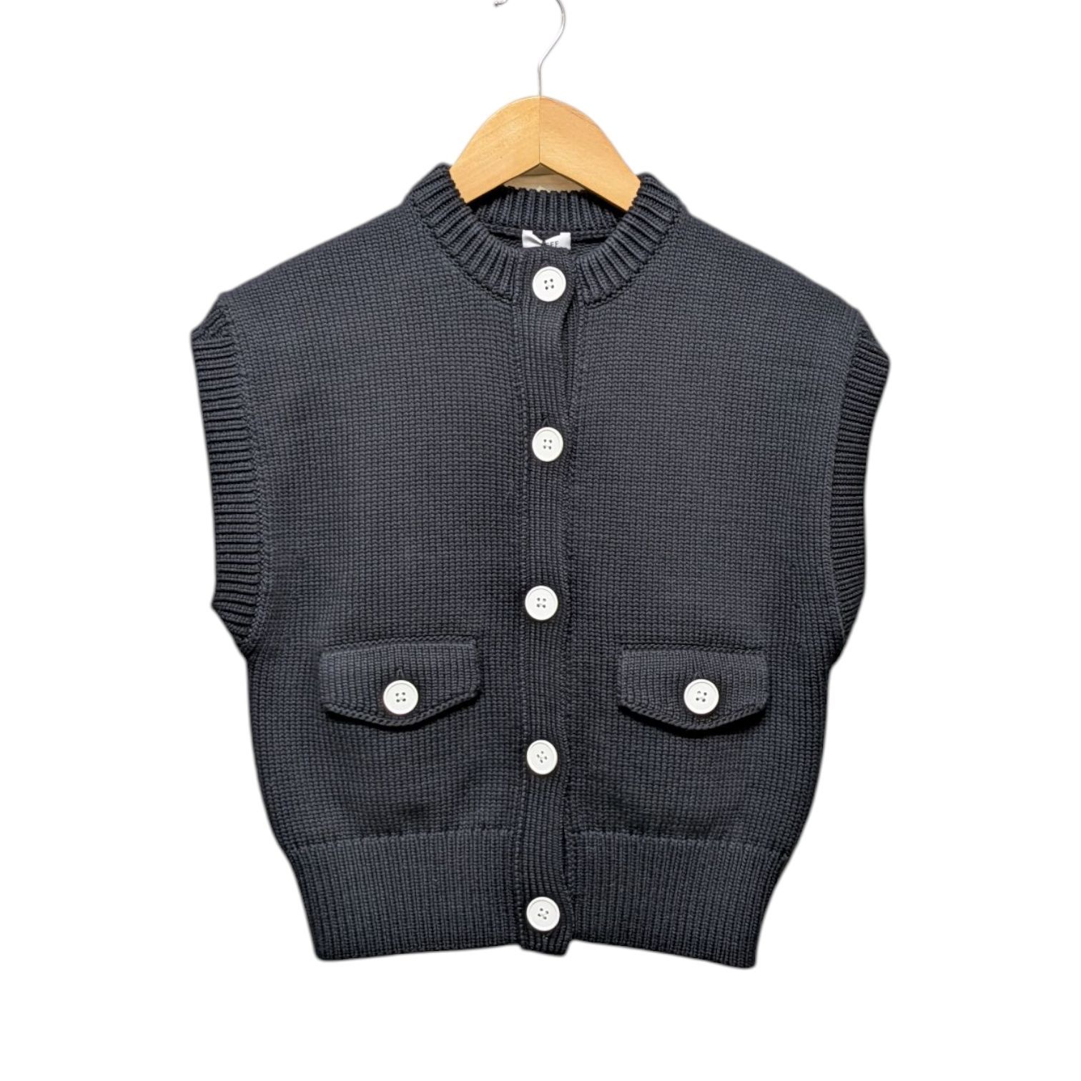 LOEFF Vest ロエフ コットンナイロン ニットベスト リリヤン ブラック 8818-106-0033 サイズ