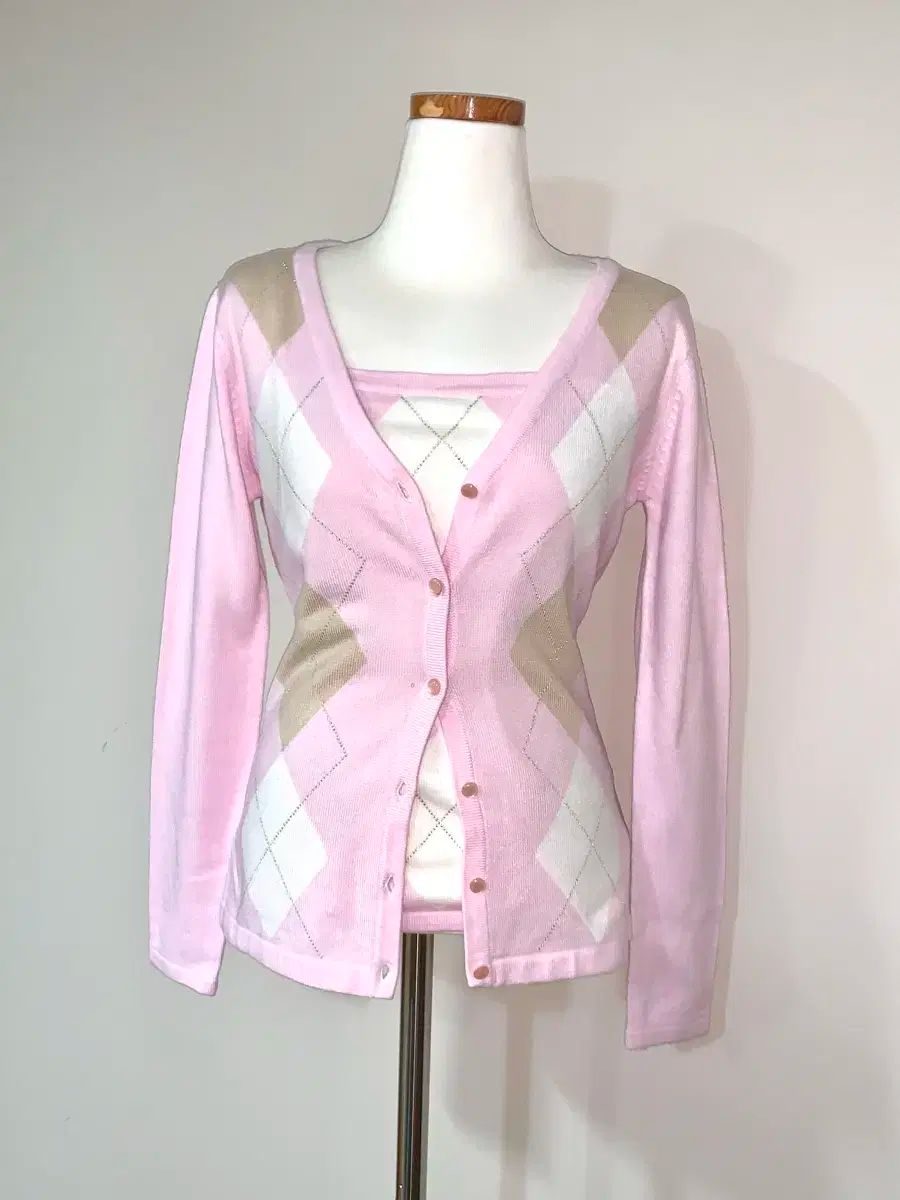 ピンキーアンドダイアン ピンクアーガイルニットカーディガンセット ラブリー姫ギャルstcジンリーPingSEIKO